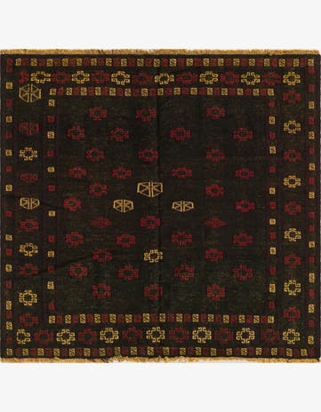 4' 2 x 4' 3 Hand Knotted Sumak Wool Square Rug