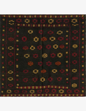 4' x 4' 4 Hand Knotted Sumak Wool Square Rug