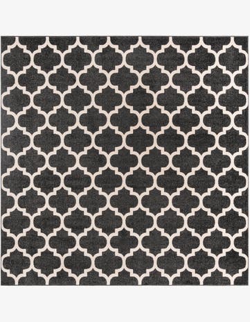 Black Trellis Square Rug