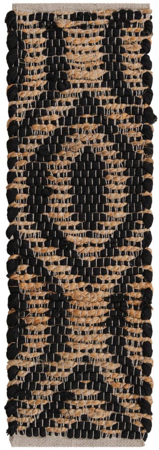 0' 9 x 2' 6 Hand Woven Chindi Jute Stair Rug