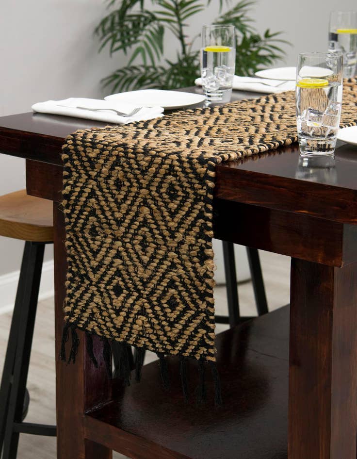 Detail image of 1' 2 x 6' 1  Hand Woven Braided Jute Table Runner Rug