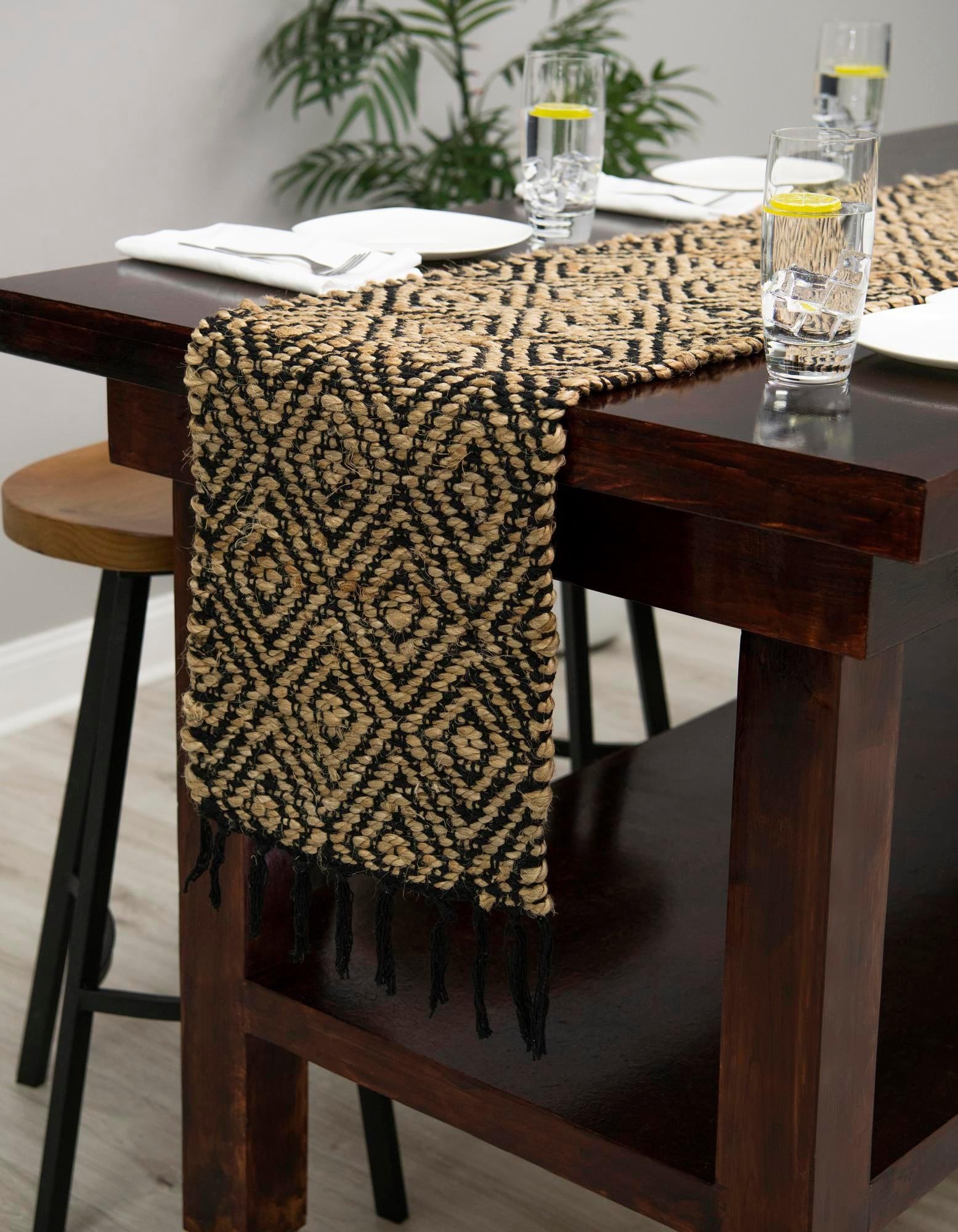 1' 2 x 10' Hand Woven Braided Jute Table Runner Rug