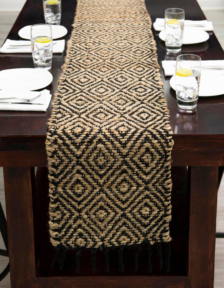 Detail image of 1' 2 x 5' 1  Hand Woven Braided Jute Table Runner Rug