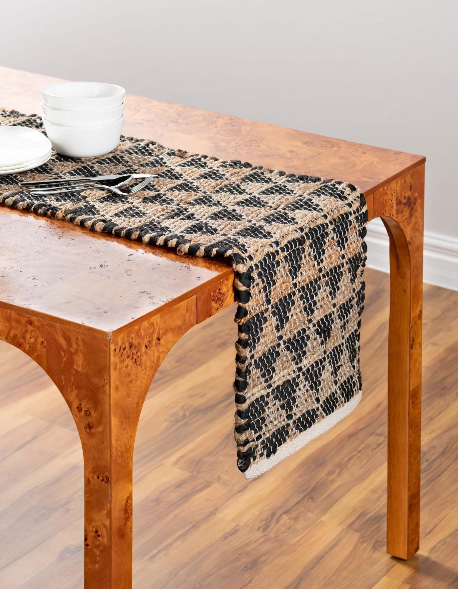 1' 2 x 6' 1 Hand Woven Chindi Jute Table Runner Rug