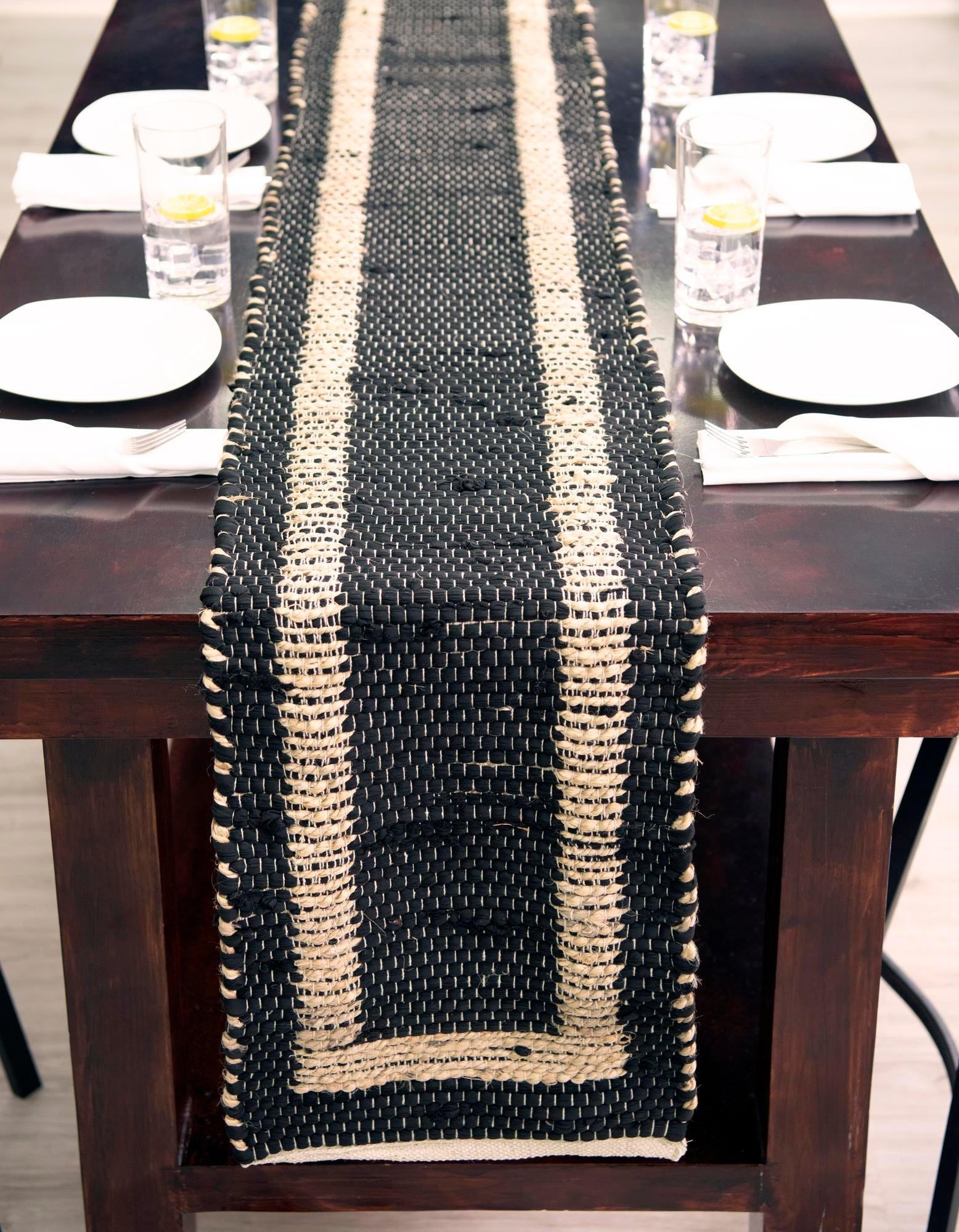 1' 2 x 4' 1 Hand Woven Chindi Jute Table Runner Rug