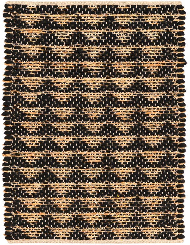 Detail image of 1' 2 x 4' 1 Hand Woven Chindi Jute Table Runner Rug