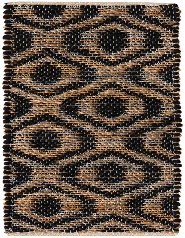 Detail image of 1' 2 x 4' 1 Hand Woven Chindi Jute Table Runner Rug