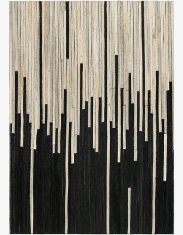 Black White Cowhide Leather Rug