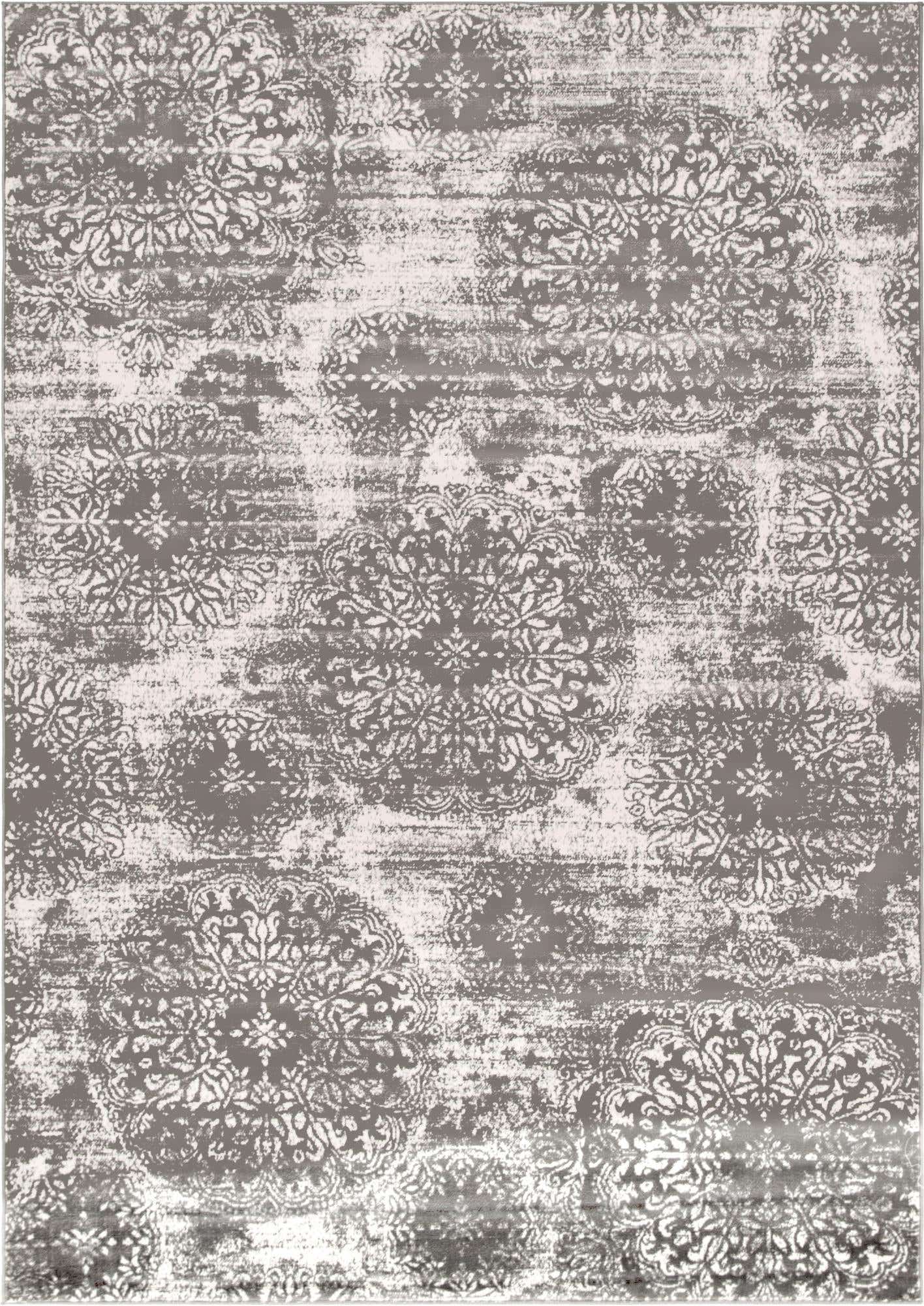 7' x 10' Blakemore · Distressed medallion rug, gray and ivory