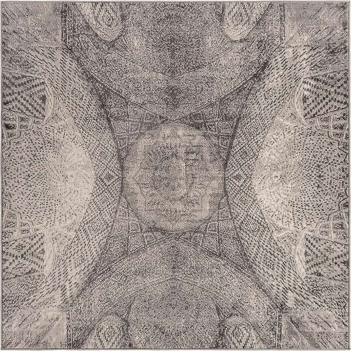 6' x 6' Blakemore · Abstract medallion rug, gray and ivory