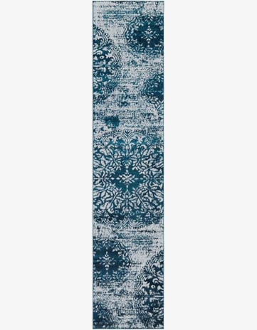 2' x 9' 10 Blakemore · Medallion rug, blue and ivory