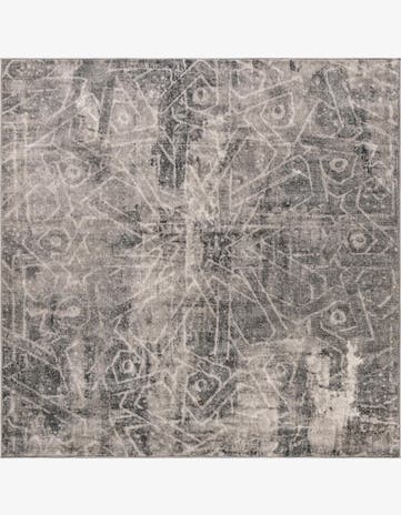 6' x 6' Blakemore · Distressed medallion rug, gray and ivory