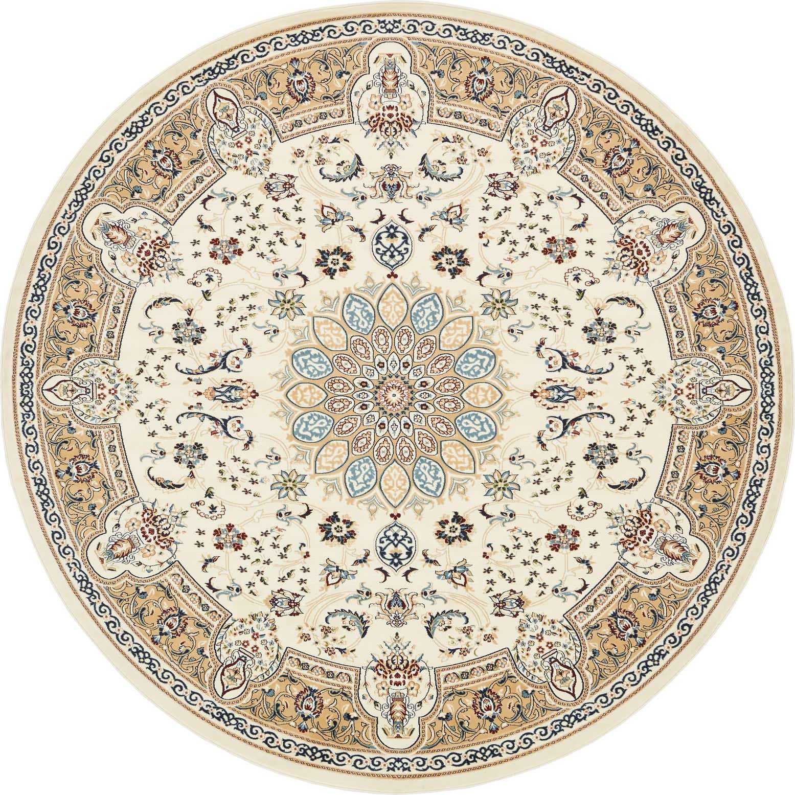 5' x 5' Blakemore · Floral medallion rug, ivory and beige