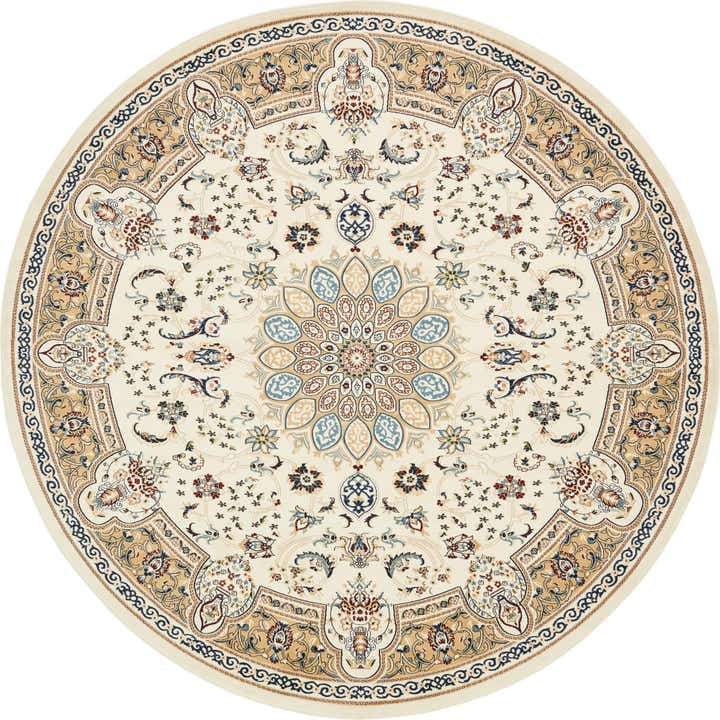 5' x 5' Blakemore · Floral medallion rug, ivory and beige