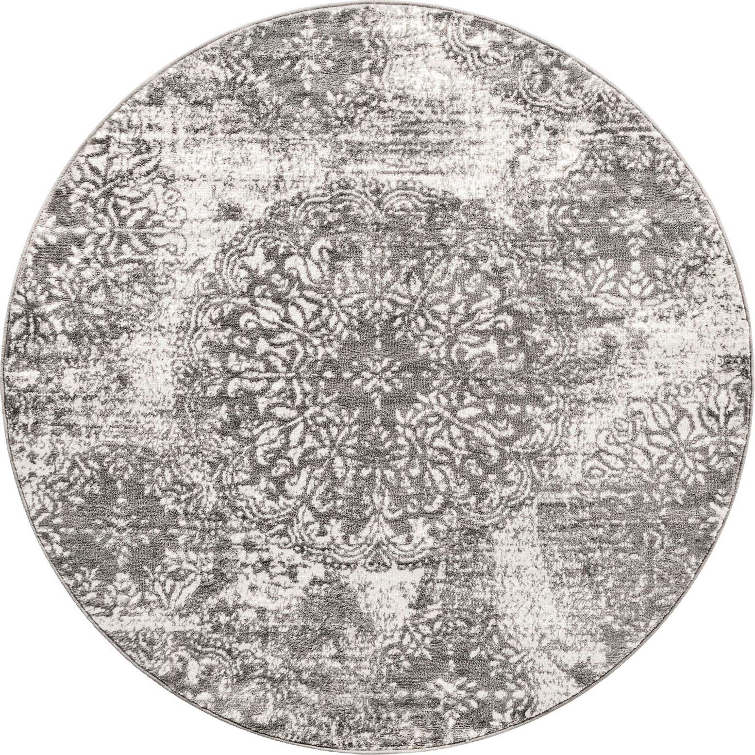 5' 3 x 5' 3 Blakemore · Distressed medallion rug, gray and ivory