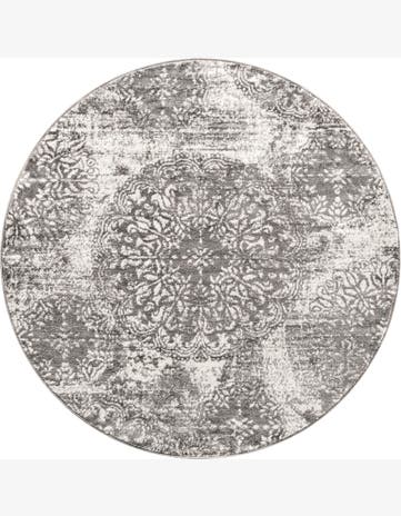 5' 3 x 5' 3 Blakemore · Distressed medallion rug, gray and ivory