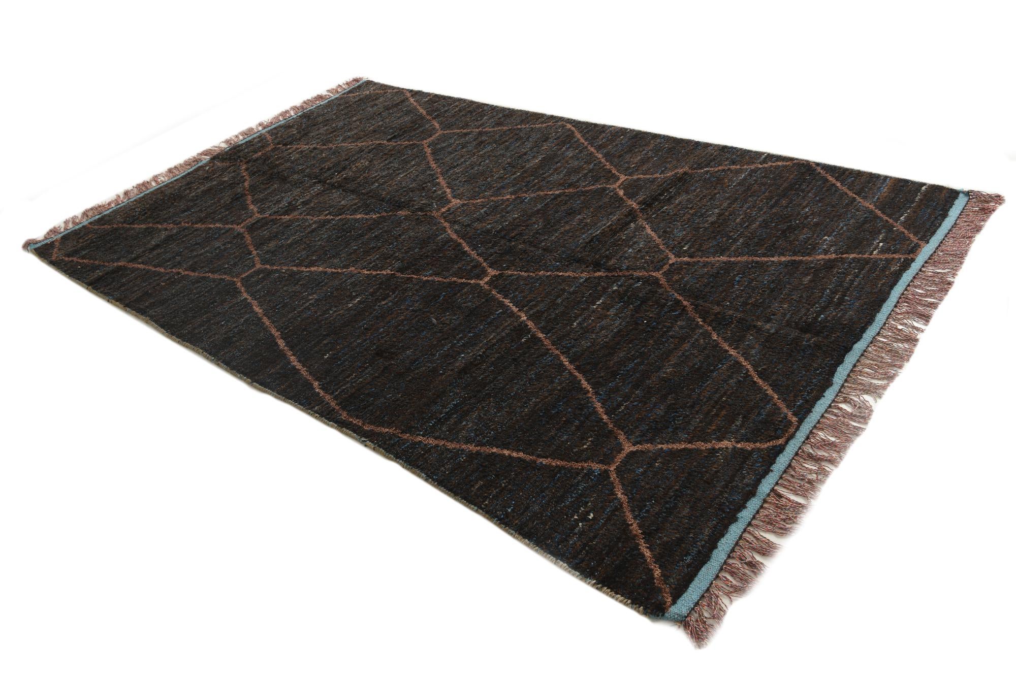 6' x 9' 3 Hand Knotted Moroccan Wool Rug