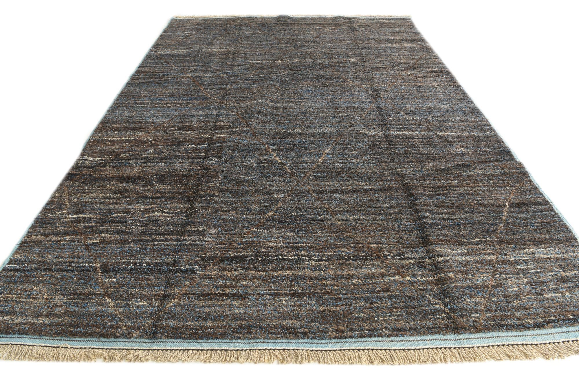 8' 9 x 12' 8 Hand Knotted Moroccan Wool Rug