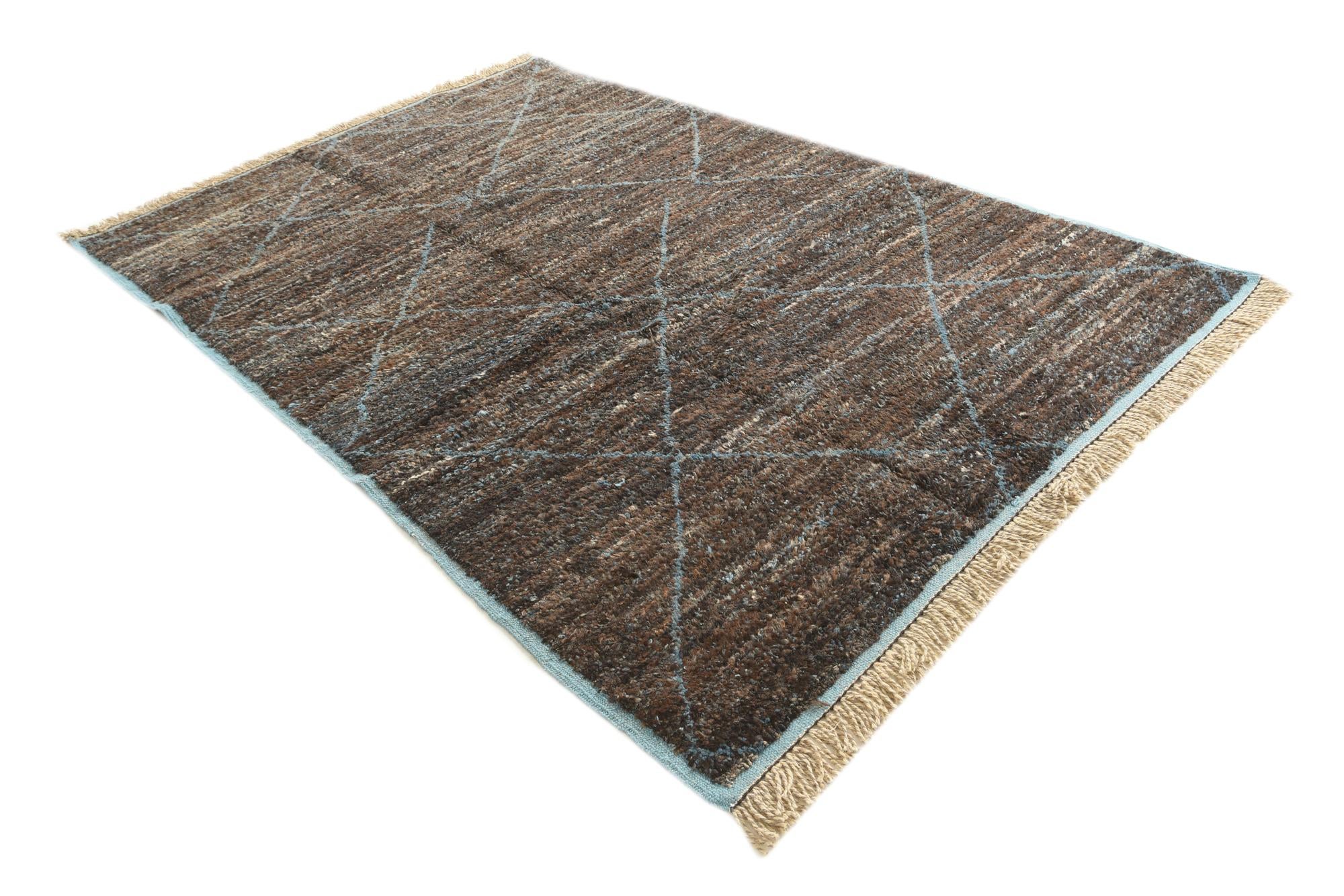 6' 2 x 9' 5 Hand Knotted Moroccan Wool Rug