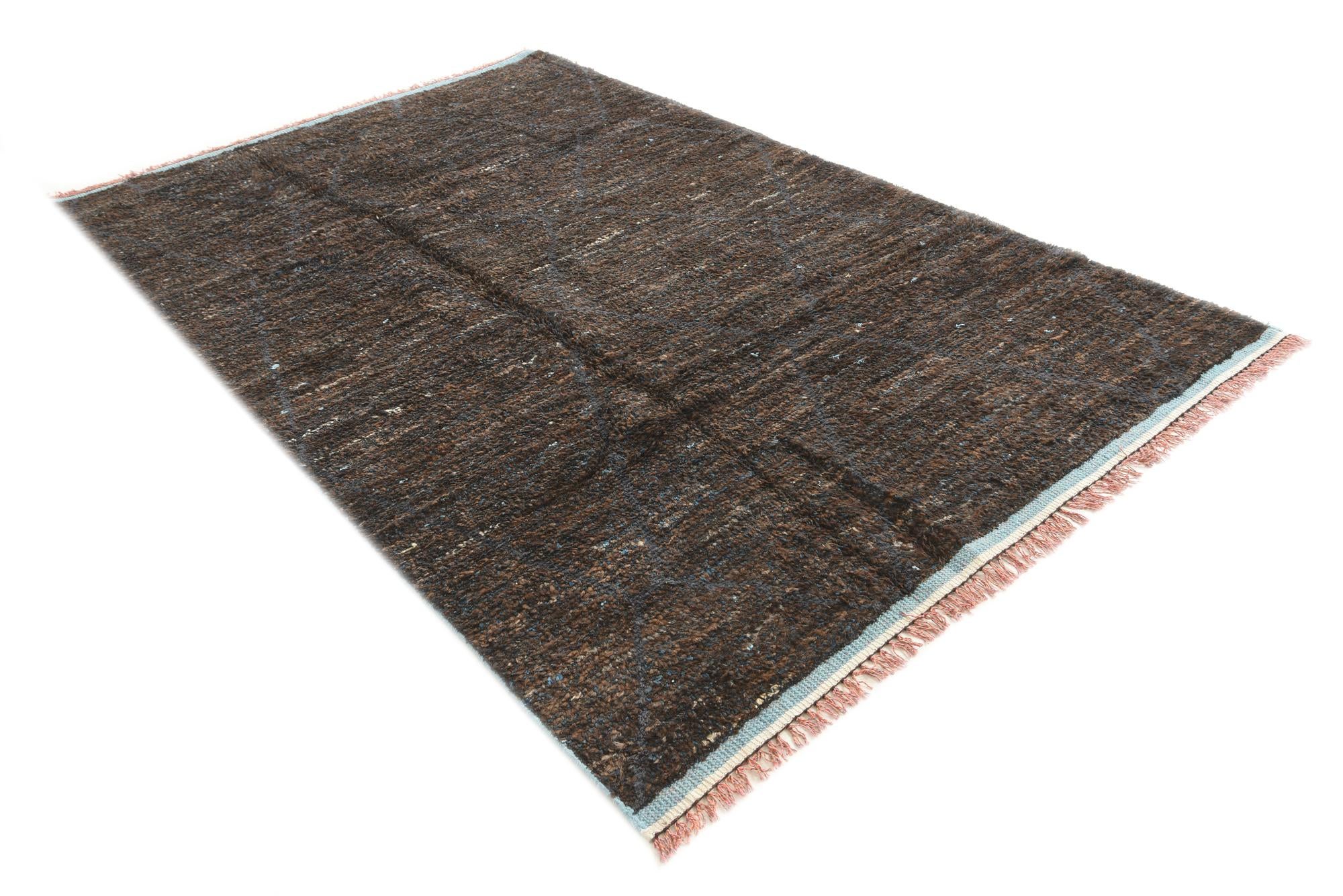 5' 10 x 9' 2 Hand Knotted Moroccan Wool Rug
