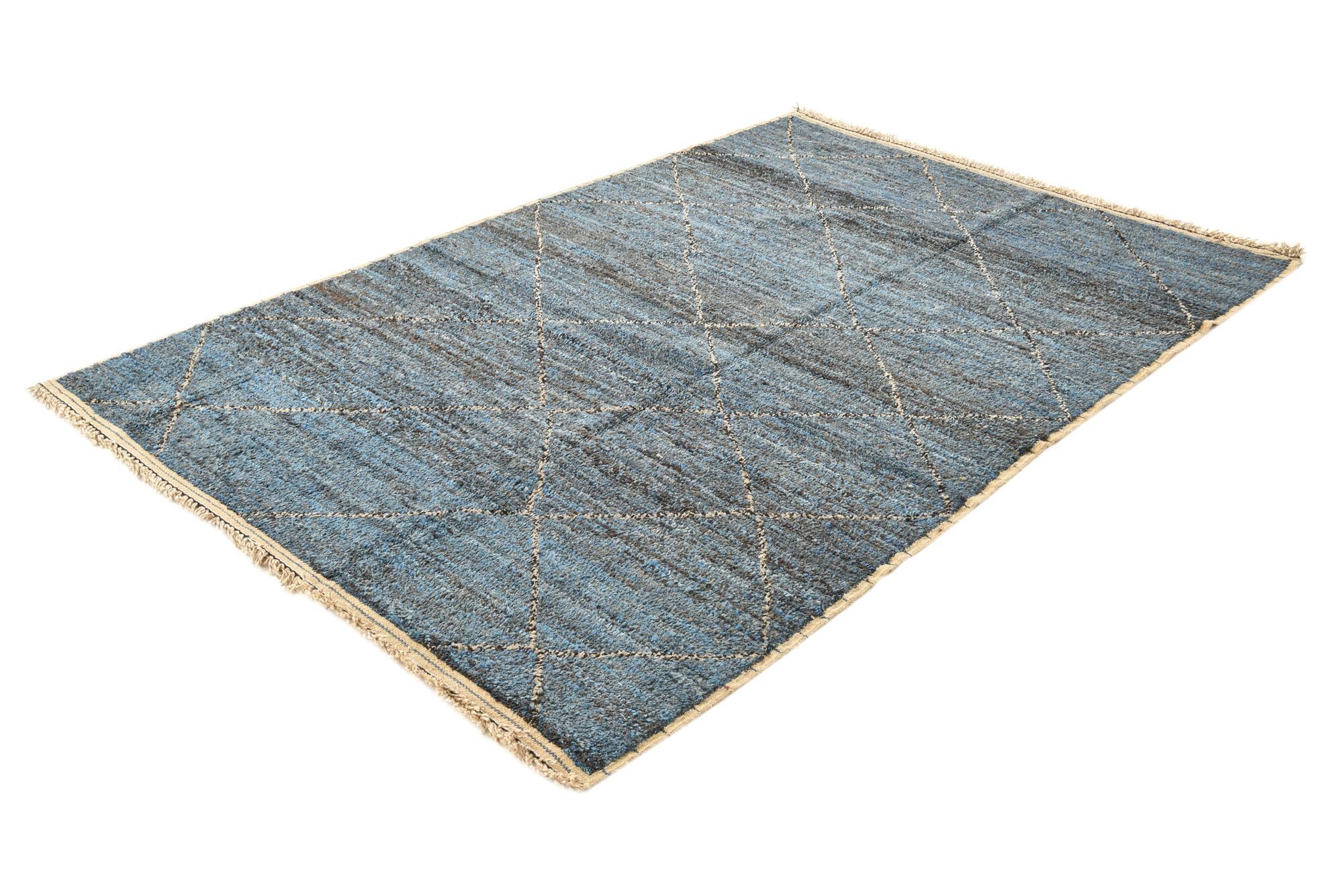 6' 4 x 9' 6 Hand Knotted Moroccan Wool Rug