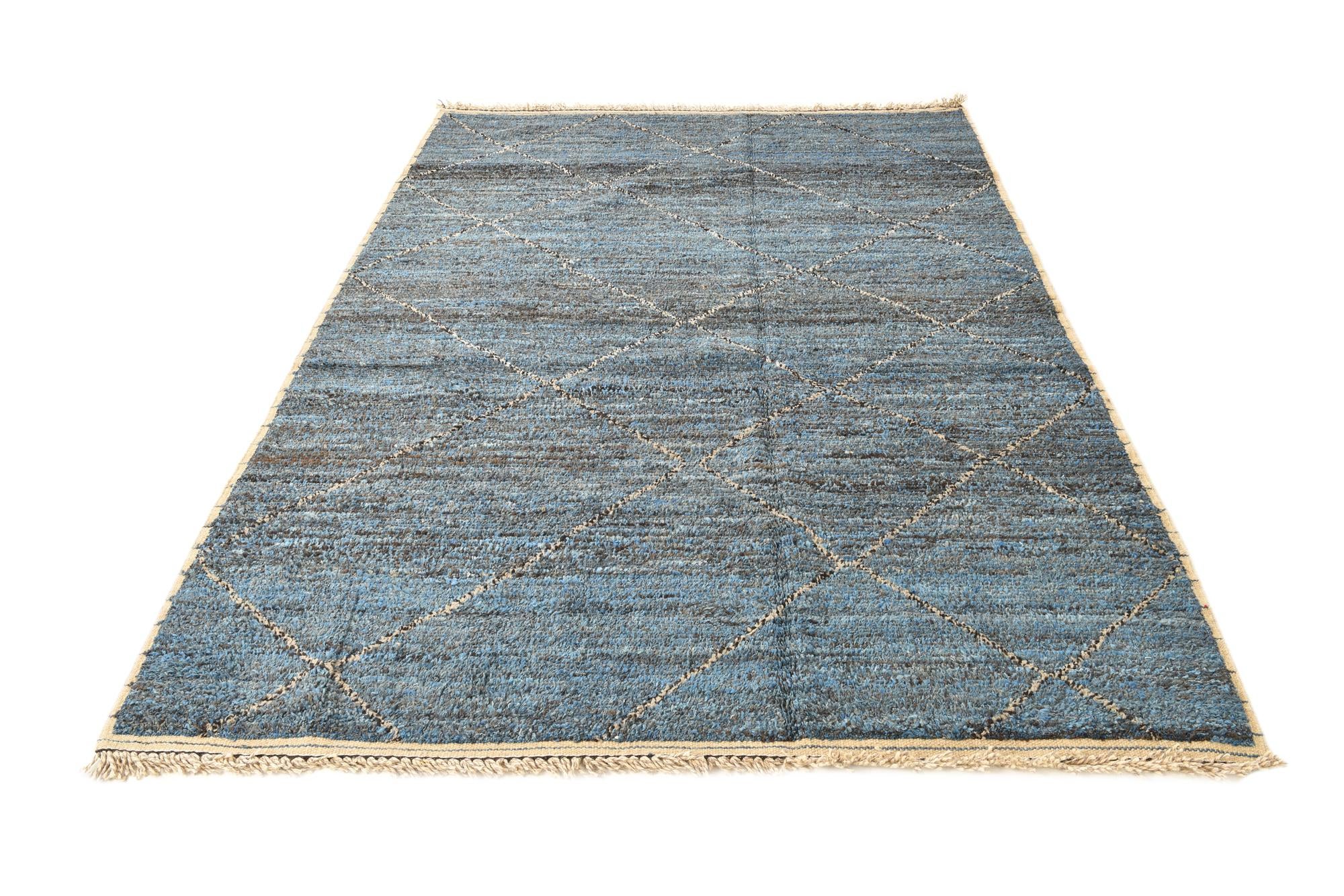 6' 4 x 9' 6 Hand Knotted Moroccan Wool Rug
