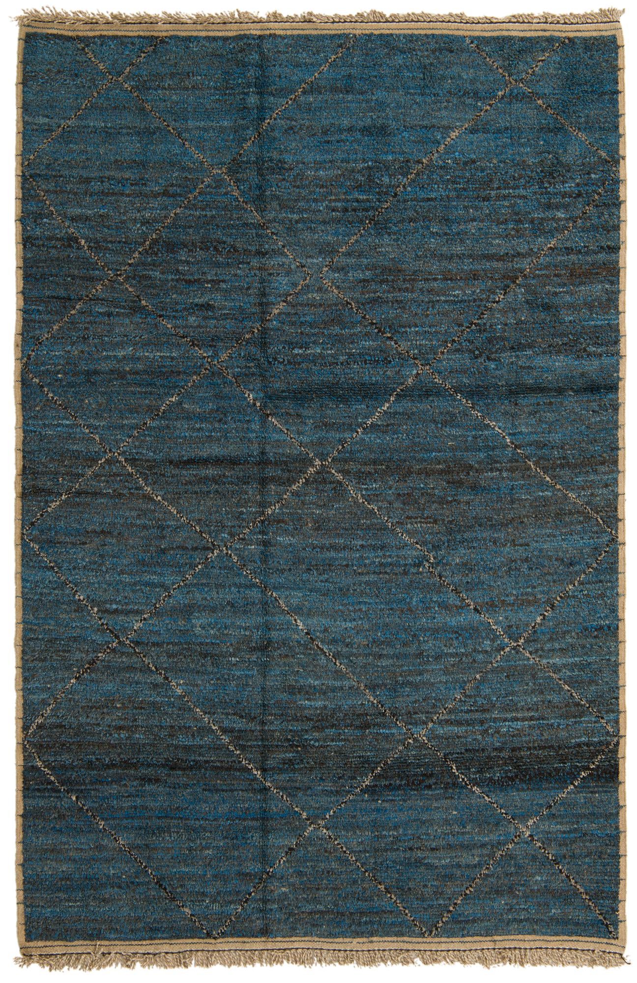 6' 4 x 9' 6 Hand Knotted Moroccan Wool Rug