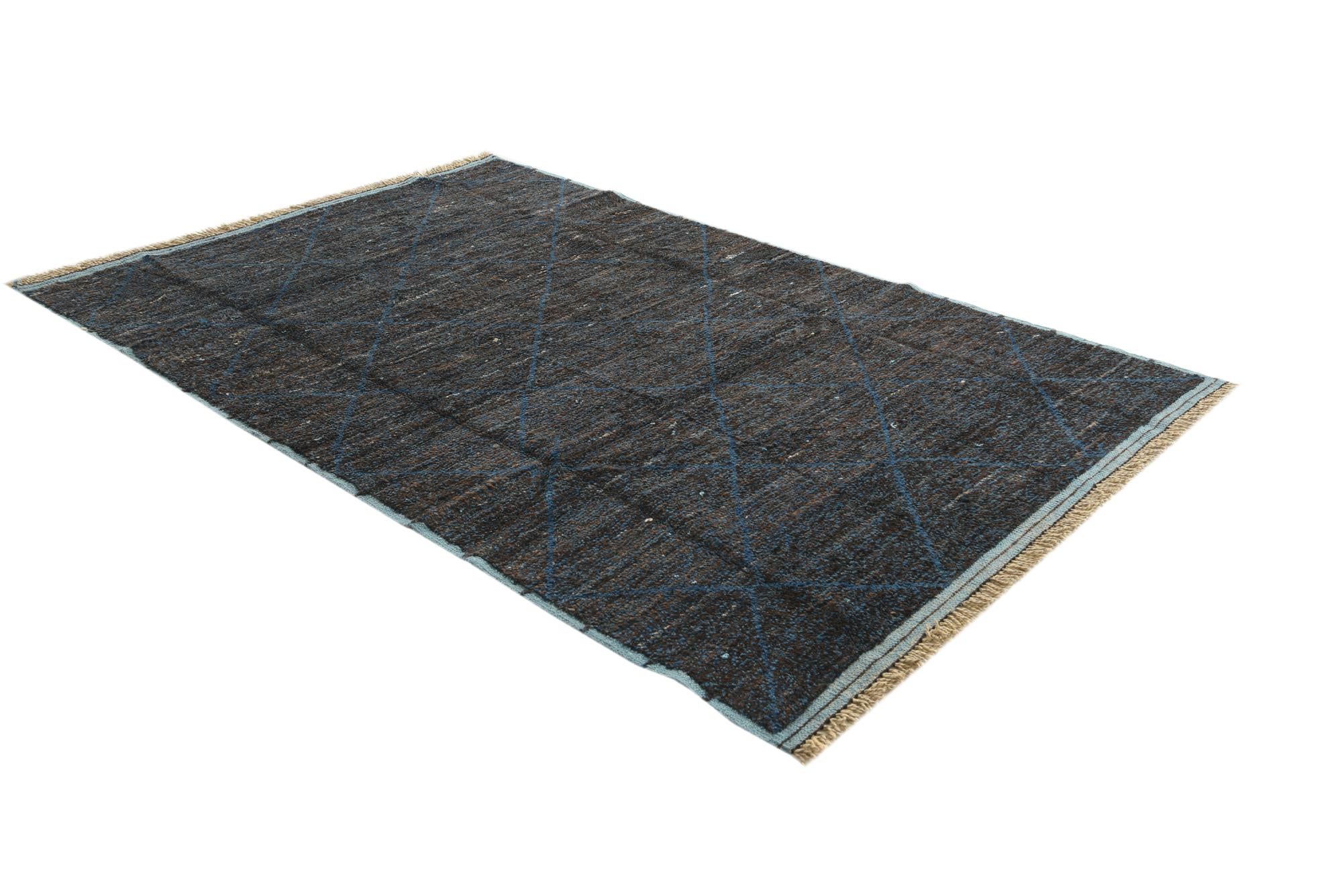 6' 3 x 9' 4 Hand Knotted Moroccan Wool Rug