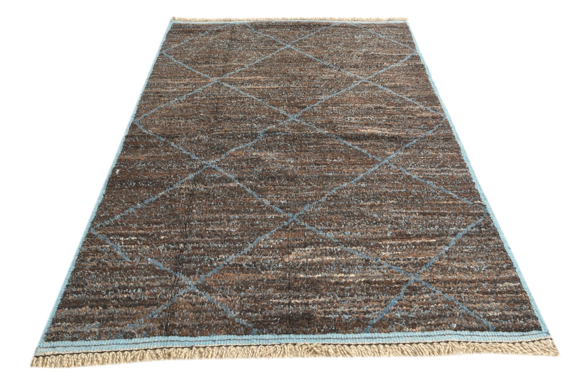 150cm x 255cm anudado a mano marroquí Alfombra Lana