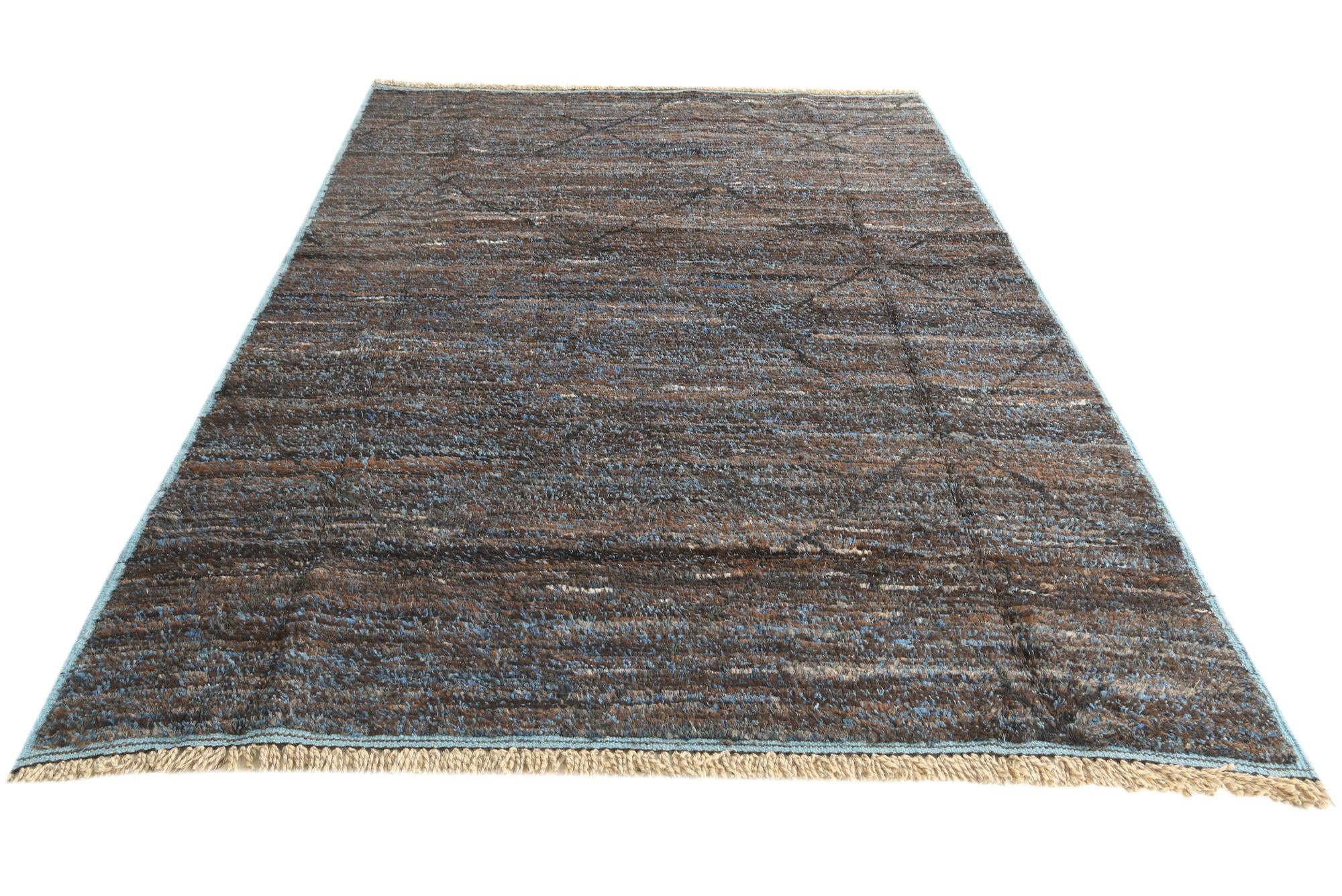 6' 1 x 9' Hand Knotted Moroccan Wool Rug