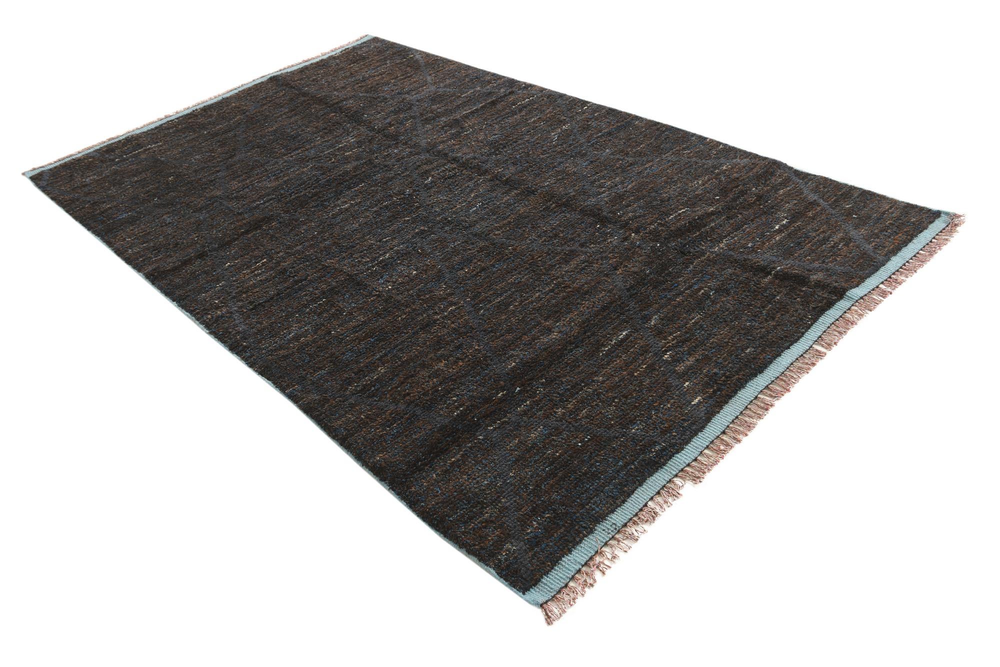 6' 1 x 9' 7 Hand Knotted Moroccan Wool Rug