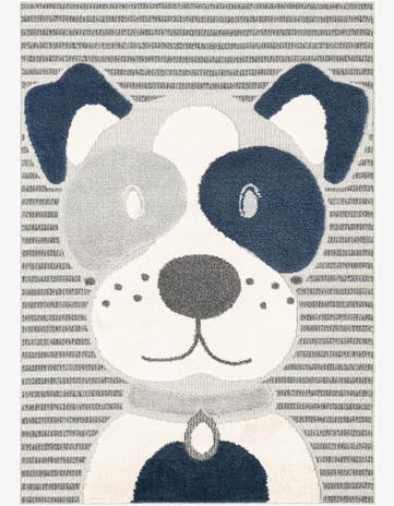 Blue and Gray Whimsy Kids Rug