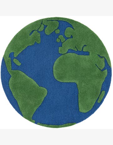Blue and Green Playtime Kids Wool Freeform Rug