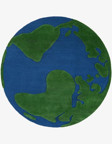 Blue and Green Playtime Kids Wool Freeform Rug