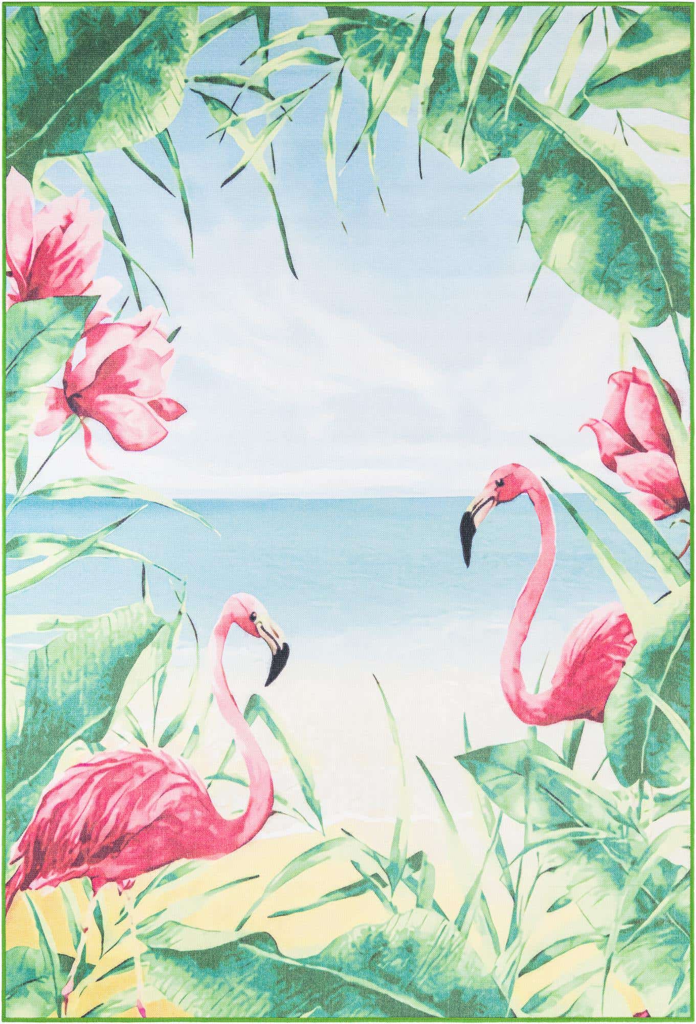 6' 1 x 9' Easy-Clean Jill Zarin Caribbean Indoor / Outdoor Rug