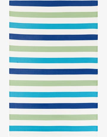 Blue and Green Easy-Clean Vista Breeze Indoor / Outdoor Rug