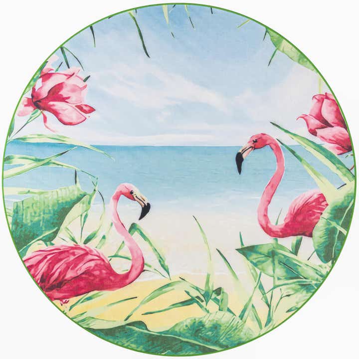 7' 10 x 7' 10 Easy-Clean Jill Zarin Caribbean Indoor / Outdoor Round Rug