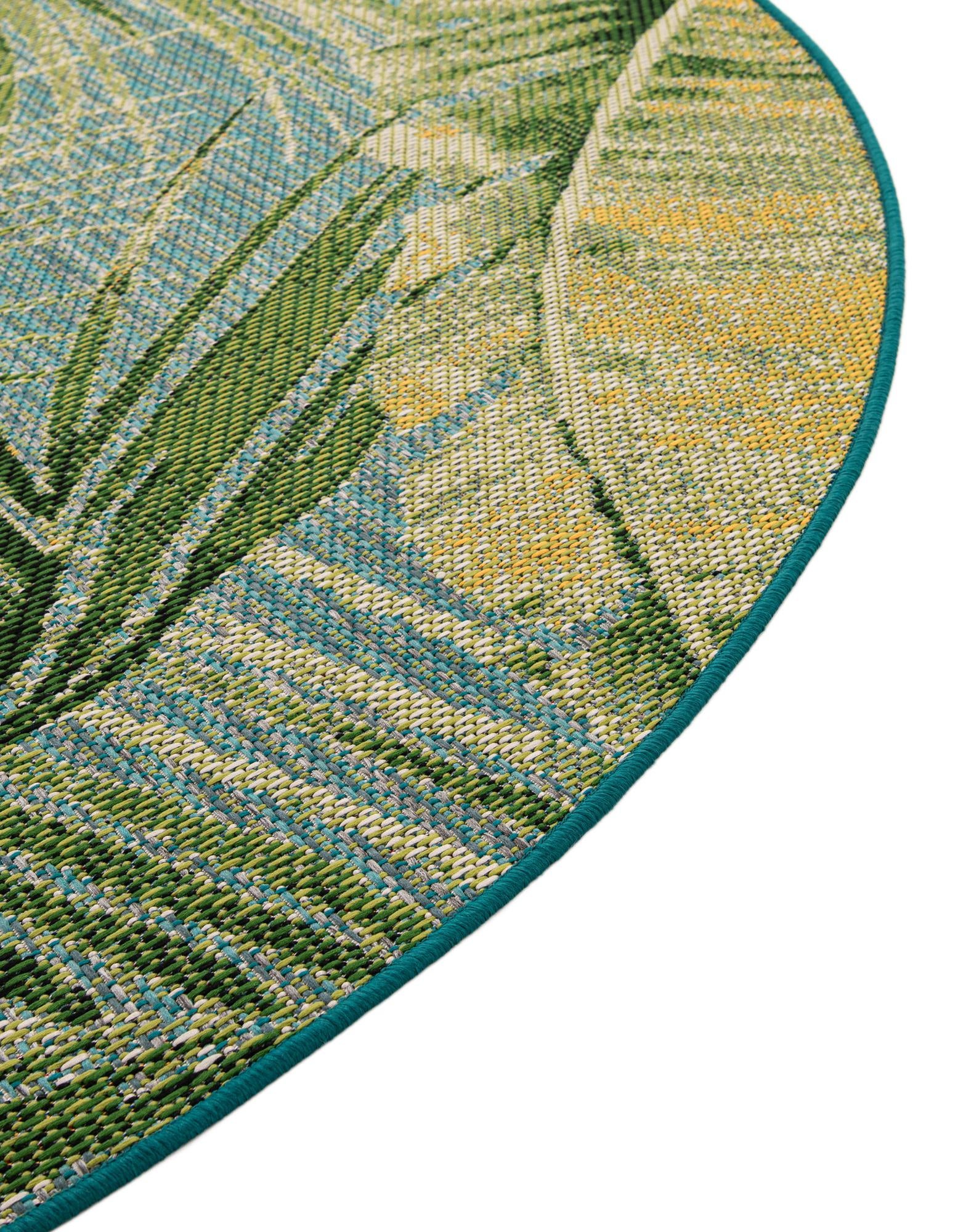 3' x 3' Easy-Clean Botanical Indoor / Outdoor Round Rug