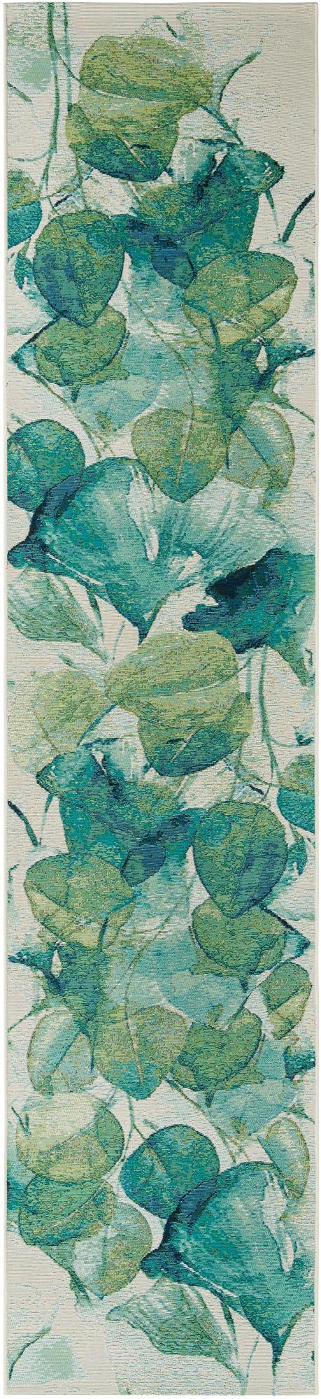 2' 7 x 12' Easy-Clean Botanical Indoor / Outdoor Runner Rug