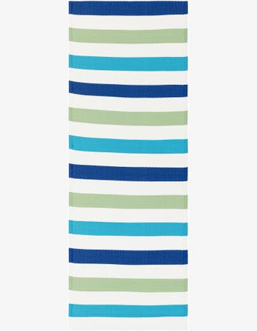 Blue and Green Easy-Clean Vista Breeze Indoor / Outdoor Runner Rug