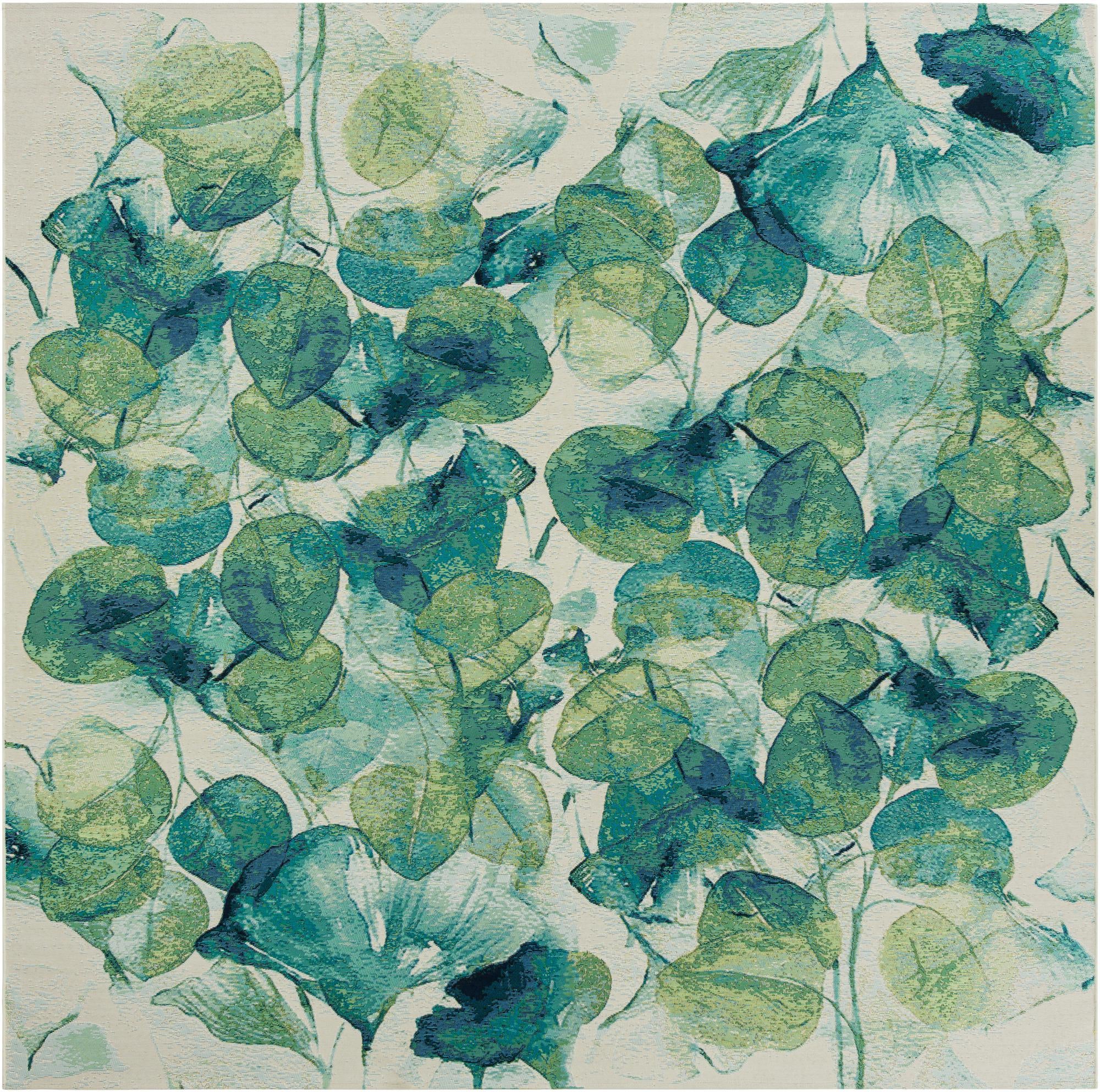 10' x 10' Easy-Clean Botanical Indoor / Outdoor Square Rug