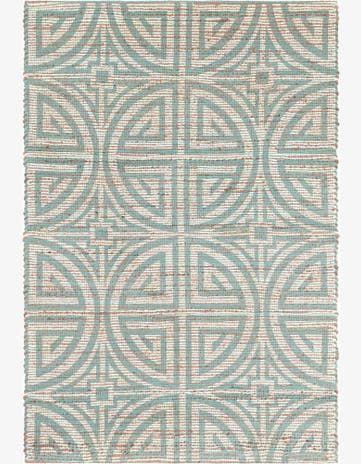 Blue and Ivory Hand Woven Chenille Jute Rug