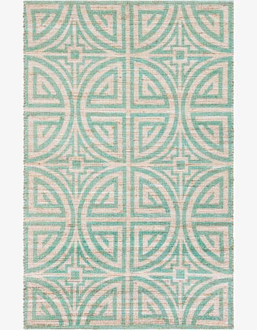 Blue and Ivory Hand Woven Chenille Jute Rug