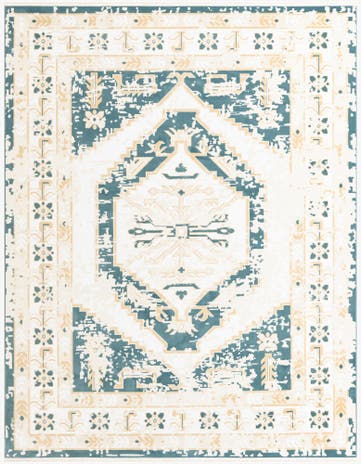 Blue and Ivory Nain Design Rug