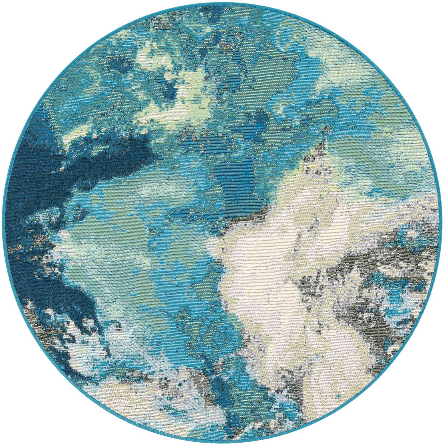 3' 3 x 3' 3 Easy-Clean Modern Indoor / Outdoor Round Rug