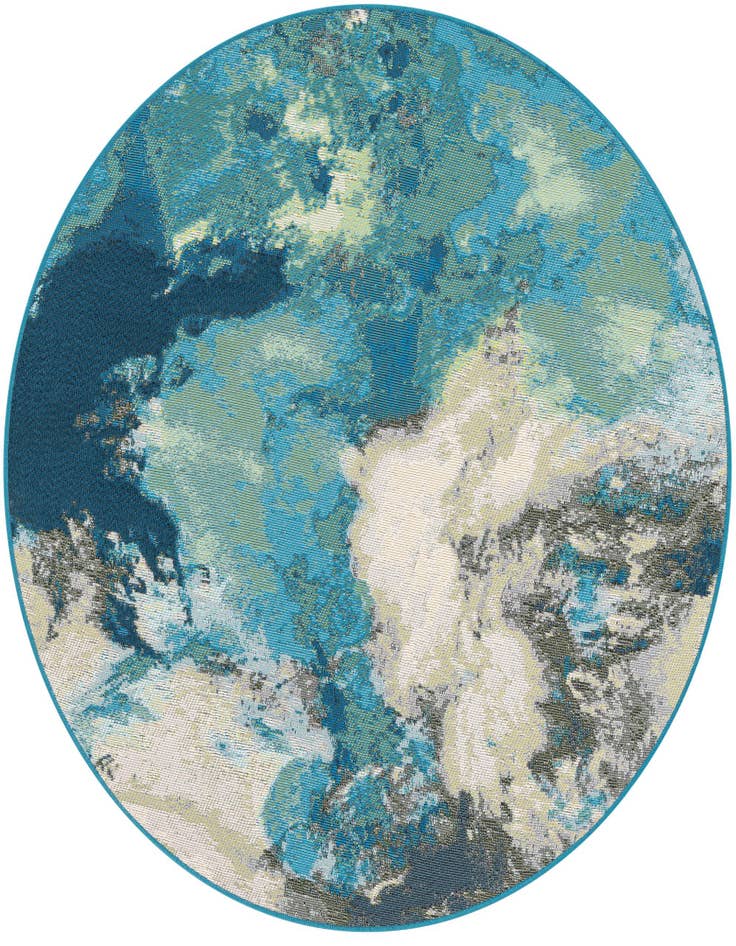 Detail image of 4' 1 x 4' 1 Easy-Clean Modern Indoor / Outdoor Round Rug