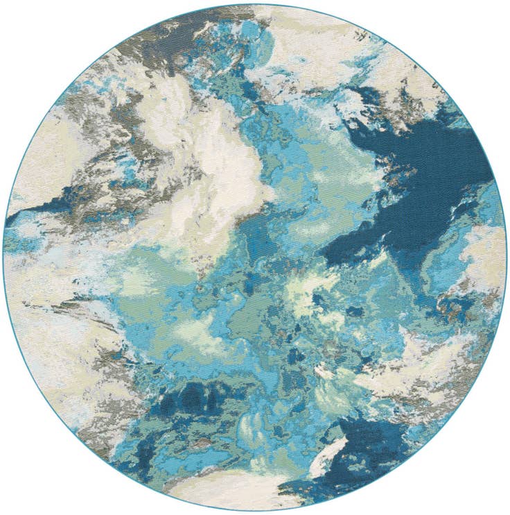 Detail image of 7' 10 x 7' 10 Easy-Clean Modern Indoor / Outdoor Round Rug
