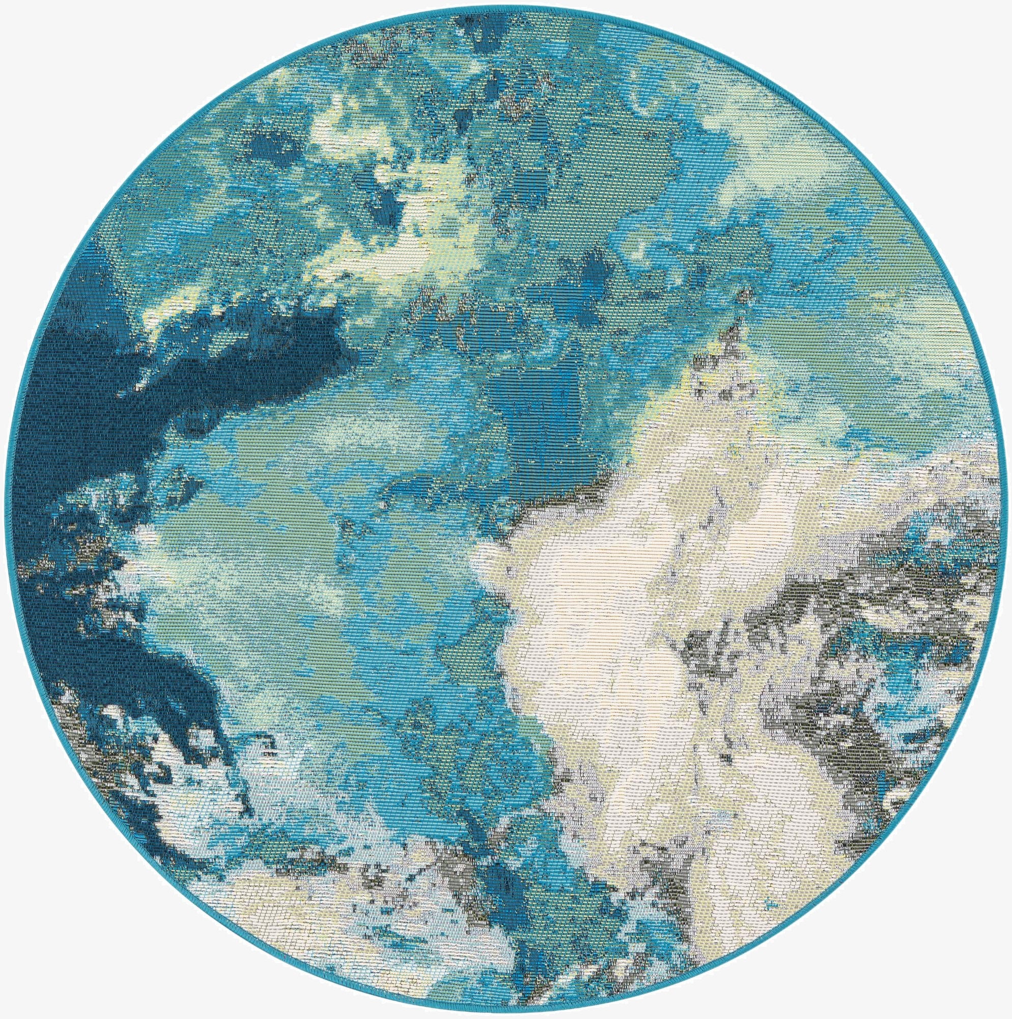 3' 3 x 3' 3  Washable Modern Indoor / Outdoor Round Rug