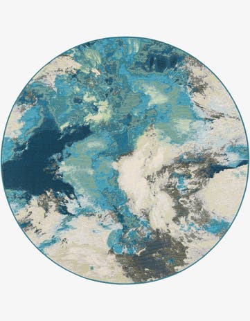 6' 1 x 6' 1 Easy-Clean Modern Indoor / Outdoor Round Rug