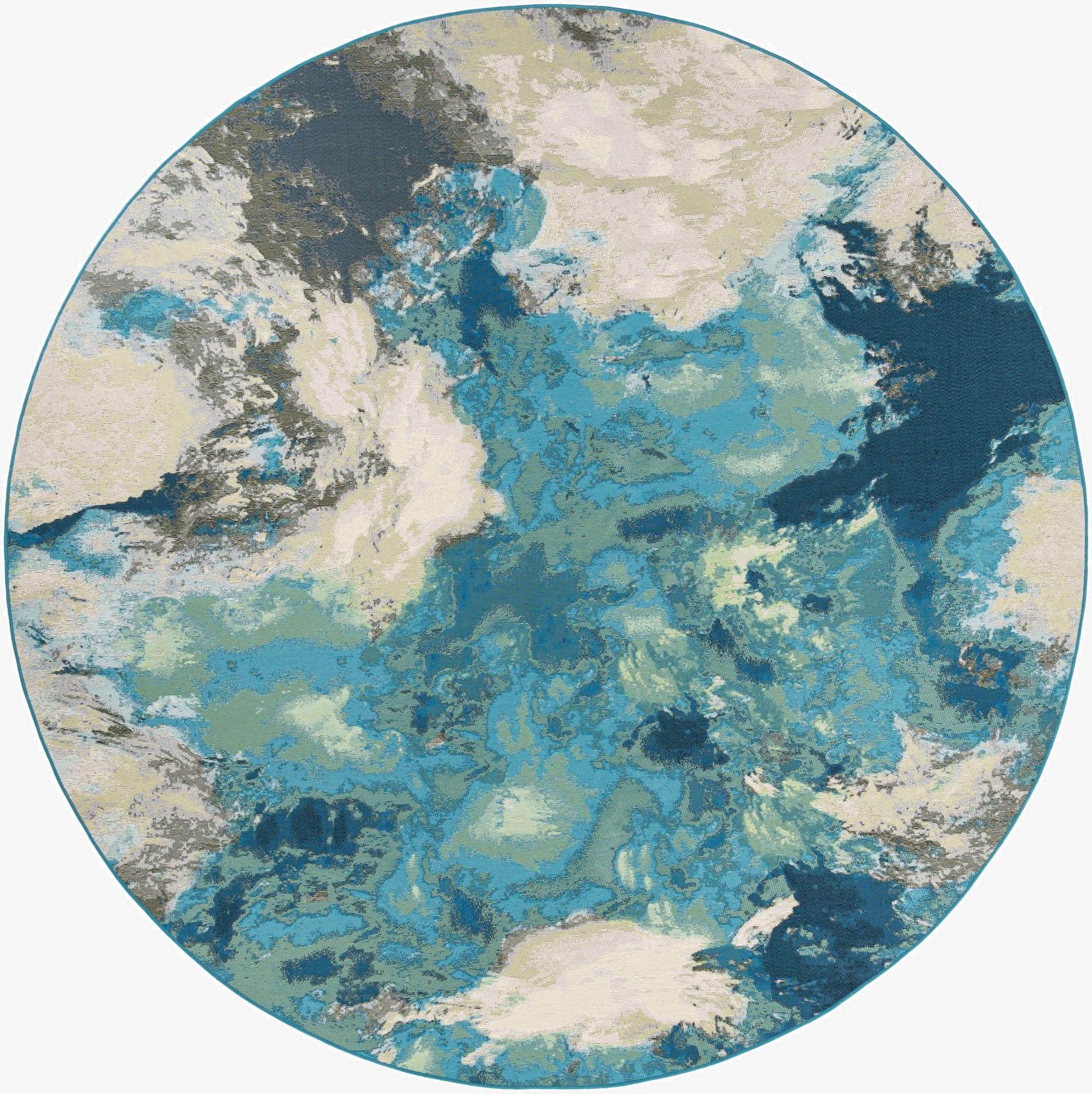 10' x 10'  Washable Modern Indoor / Outdoor Round Rug